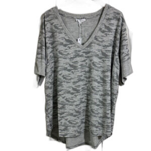 NWT Jane and Delancey Gray Camo V-Neck Tunic T-Shirt size 2X Casual Fall Cozy